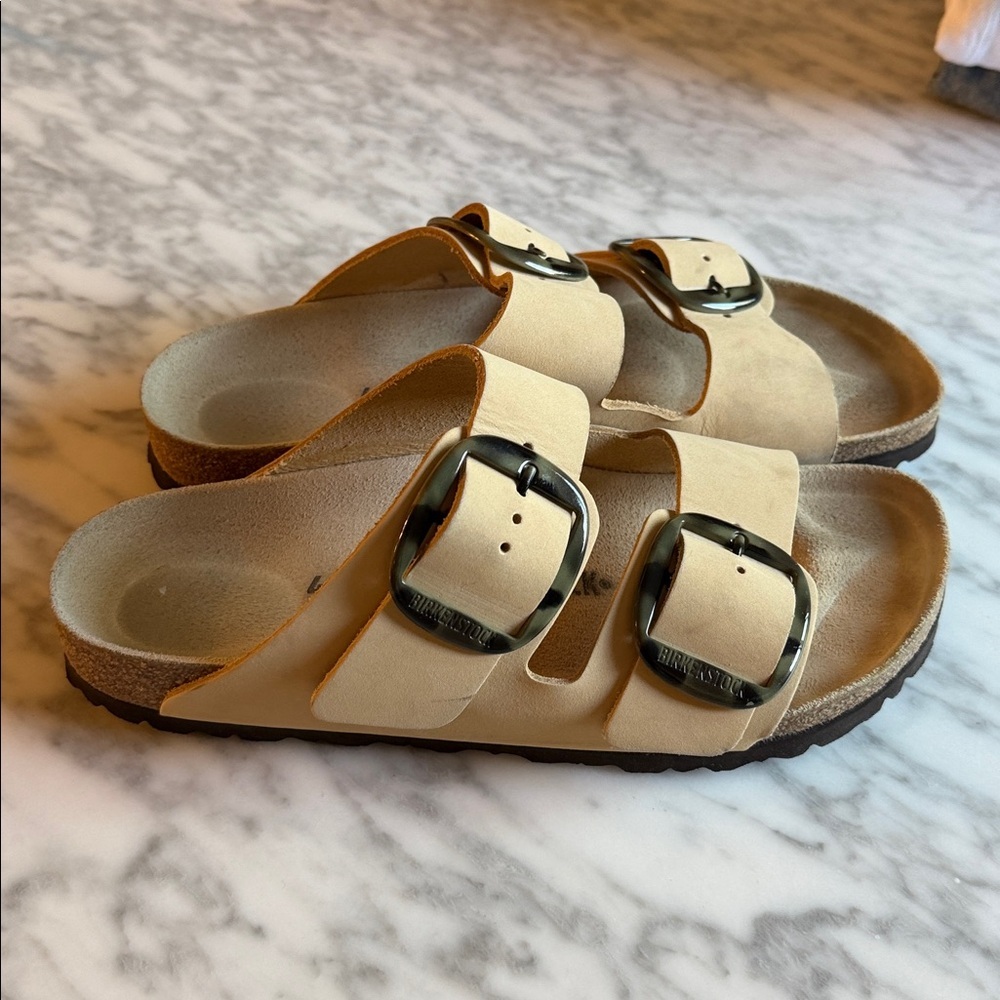 Birkenstock Arizona Big Buckle Tortoise Almond Nubuck 1018-861 Size 41 - Picture 2 of 6
